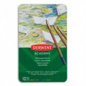 Derwent Academy Boîte de 12 crayons de couleur aquarellables couleurs assorties