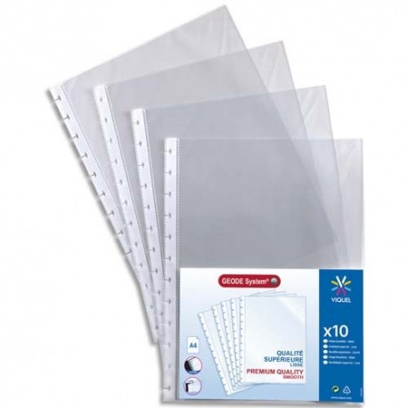 Paquet de 10 pochettes perforées en polypropylène pour cartes de