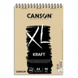 CANSON Album spiralé de 60 feuilles de papier dessin XL KRAFT, format A4, 90G