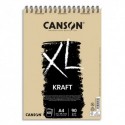 CANSON Album spiralé de 60 feuilles de papier dessin XL KRAFT, format A4, 90G