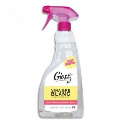 GLOSS Spray 750 ml Gel Vinaigre blanc détartre et fait briller, concentration 14 degrés, parfum Citron