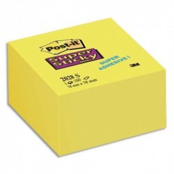 Bloc cube Post-it de 350 feuilles SuperSticky 7,6 x 7,6 cm jaune jonquille (2028S)