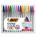 BIC Pack rigide 15 Bille Cristal Multicolor. Assortis Fantaisies/Pointe large + Classiques/Pointe medium - Assortis