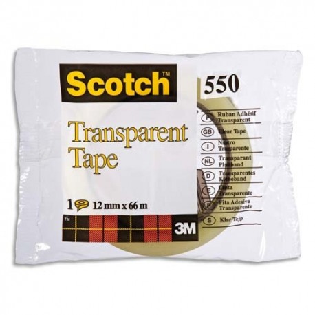 Ruban adhésif transparent Scotch 550 12mm x 66m en sachet individuel