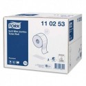 TORK Colis de 12 Bobines Papier toilette Mini Jumbo Premium doux 2 plis L170 m x D18 cm blanc logo bleu