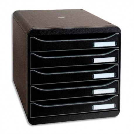 Module de classement Exacompta - Classement 5 tiroirs Big Box Plus noir 34,7x27,8x27,1 cm