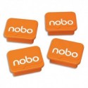 NOBO Paquet de 4 aimants pour tableaux blancs ou verre magnétique. Orange