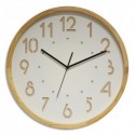 ORIUM Horloge OSLO à cadran Blanc et Chiffre en Bois, contour bois, mouvement Quartz, D41,6 cm x P4,5 cm