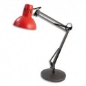 ALBA Lampe Led Archicolor métal Rouge, pince étau + ampoule. Tête D16,5 cm, bras 42+39 cm, solce D20 cm