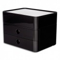HAN Boite rangement SMART-BOX ALLISON 2 tiroirs + 1 boîte à ustensiles Dim (lxhxp) : 26x19x19,5cm Noir