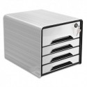 CEP Bloc class Smoove Secure Noir/Blanc 1 maxi tiroir qui ferme à clé+3 tiroirs std L36xH27,1xP28,8cm