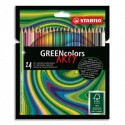 STABILO Etui carton 24 Crayons de couleur GREENcolors ARTY, corps fin hexagonal, bois, Mine 3mm, assortis