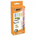 BIC Pochette de 5 surligneurs Highlighter Grip assortis pastel: Jaune, Rose, Orange, Vert et Bleu