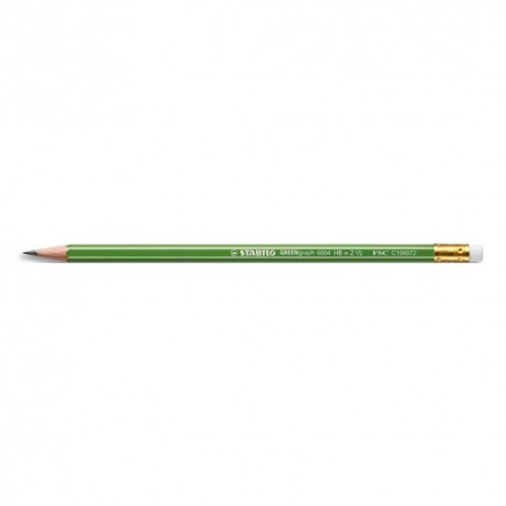 STABILO Crayon graphite GREENGraph HB. Mine superfine. Fabriqué avec du bois certifié 100% FSC.Bout gomme