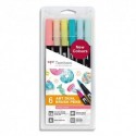 TOMBOW Set de 6 Feutres-pinceau ABT Dual Brush Pen assortis Candy, encre à base d'eau, aquarellables
