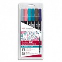 TOMBOW Set de 6 Feutres-pinceau ABT Dual Brush Pen assortis Vintage, encre à base d'eau, aquarellables