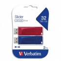 VERBATIM Pack de 2 clés USB 2.0 32Go Rouge/Bleue rétractable 49327