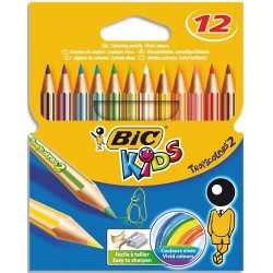 Crayon de couleur Bic TROPICOLOR2 (version sans bois). étui de 12 ou 24 coloris assortis
