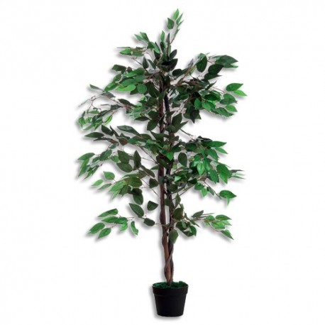 PAPERFLOW Plante artificielle Ficus feuillage en polyester Vert, livré dans pot standard, Hauteur 120 cm
