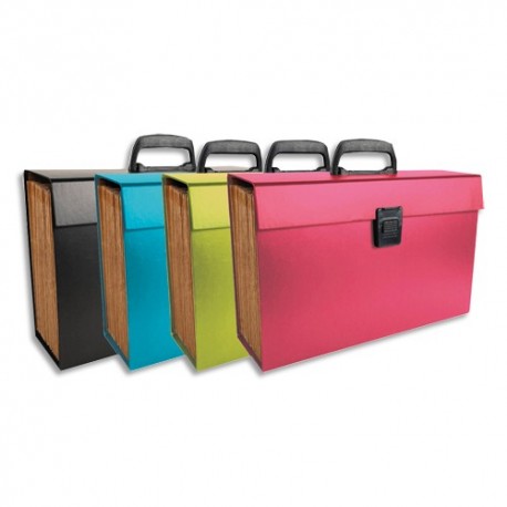 EXACOMPTA Trieur valise 20 compartiments carton rembordé papier, poignée+bouton poussoir.Coloris assortis