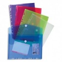 EXACOMPTA Sachet de 5 pochettes-enveloppes velcro perforées en polypropylène 2/10e. Coloris assortis - Assortis