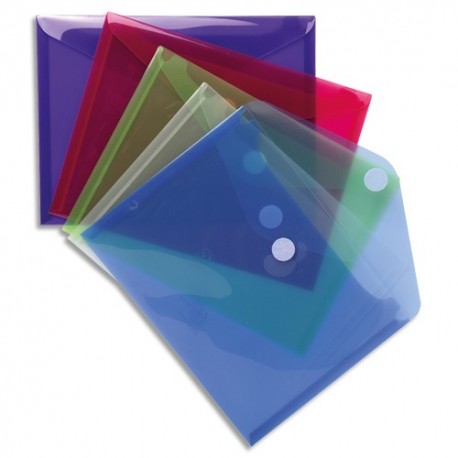 EXACOMPTA Sachet de 5 pochettes-enveloppes velcro A5 en polypropylène 2/10e. Coloris assortis