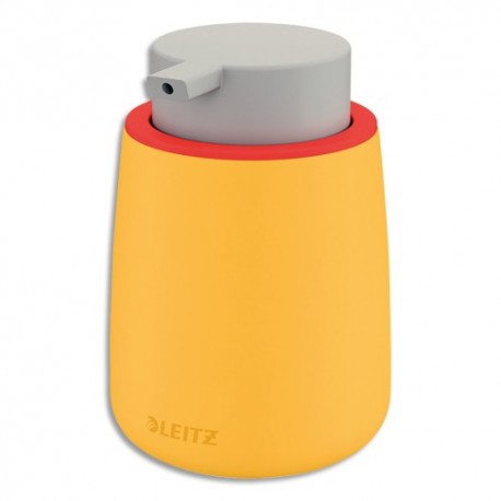 LEITZ Distributeur Cosy en céramique Jaune de liquide ou de savon - Diamètre 8,5 x Hauteur 13,3 cm
