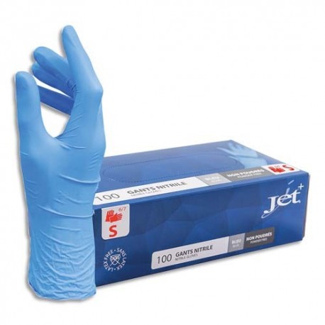 Boîte de 100 gants Nitrile non poudrés NITRILE Taille 7/S. Coloris bleu