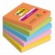 POST-IT® Notes Super Sticky Boost 76x76mm. Lot de 5 blocs de 90 F. Ass : orange/vert/bleu/rose/jaune.