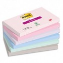 POST-IT® Notes Super Sticky Soulful. 76 x 127 mm. Lot de 6 blocs de 90 F. Ass : rose, bleu et vert.