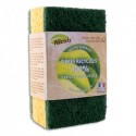 PRODIFA Lot de 2 éponges grattantes écologiques surfaces délicates, tampon vert 100% recyclable