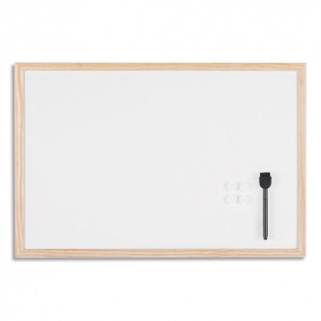 BI-SILQUE Tableau blanc magnétique, surface en acier laqué, cadre en bois  de pin. Format 60x40 cm - Direct Papeterie.com
