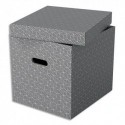 ESSELTE Lot de 3 boîtes rangement Home cube carton + couvercle. Dimensions : 36x32x32cm. Gris Foncé