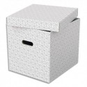 ESSELTE Lot de 3 boîtes rangement Home cube carton + couvercle. Dimensions : 36x32x32cm. Gris Clair