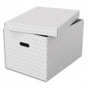 ESSELTE Lot de 3 boîtes de rangement Home en carton + couvercle. Dimensions L 51x35x30cm. Gris Clair