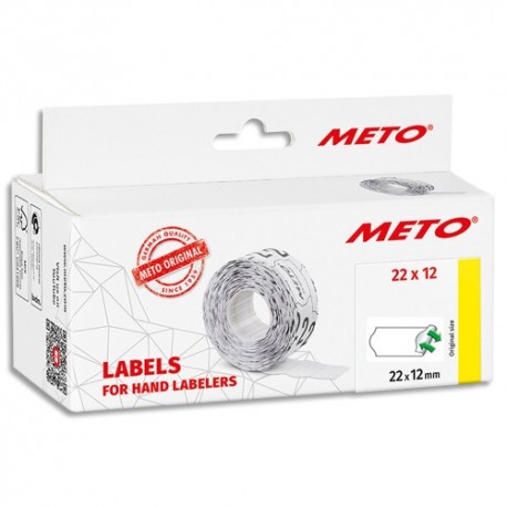 METO boite de 6 rouleaux étiquettes Meto 22x12mm blanches sinusoïdales adhésif amovible