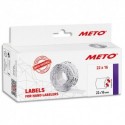 METO boite de 6 rouleaux étiquettes Meto 22x16mm blanches sinusoïdales adhésif permanent