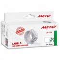 METO boite de 6 rouleaux étiquettes Meto 26x16mm blanches sinusoïdales adhésif amovible