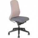 Fauteuil Souly synchrone ergonomique & design, structure gris claire, assise grise & dossier résille rose