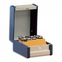 VALREX Boîte à fiches Provence format A5 en hauteur H210 x P148 mm bleu, livré avec séparateur métallique