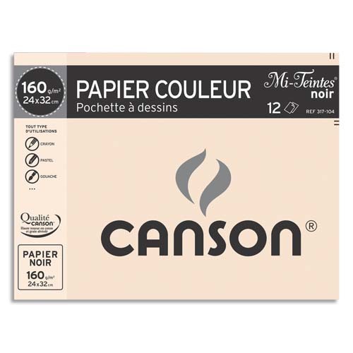 Pochette papier de Dessin Format 24x32 Couleur 150 Gr Canson (à l'unité)  - CAPE Tanger