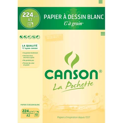 Bloc 30 Feuilles Papier Dessin 'C' à grain A3 224 g Blanc CANSON - La Poste