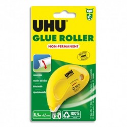 Colle UHU - DRY & CLEAN ROLLER jetable non permanent 8.5 M x 6.5 mm