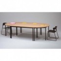 SODEMATUB Table polyvalente demi-rond diamètre 120 cm hêtre/noir