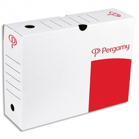 Archivage Pergamy boîte à archives montage manuel dos de 10 cm, en carton ondulé kraft blanc