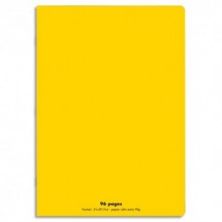 Cahier 21x29.7 (A4) 96 pages grands carreaux piqure 90g Couverture polypropylène jaune
