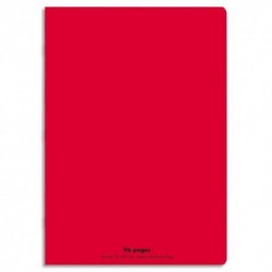 Cahier 21x29.7 (A4) 96 pages grands carreaux piqure 90g Couverture polypropylène rouge