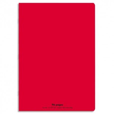 Cahier 21x29.7 (A4) 96 pages grands carreaux piqure 90g Couverture polypropylène rouge