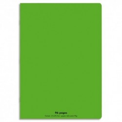 Cahier 21x29.7 (A4) 96 pages grands carreaux piqure 90g Couverture polypropylène vert