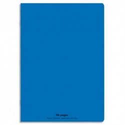 Cahier 24x32 96 pages grands carreaux piqure 90g  Couverture polypropropylène bleu